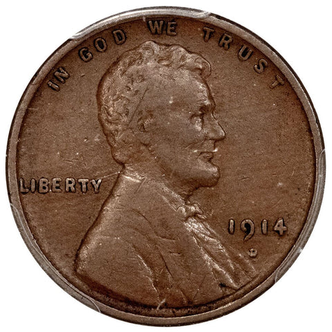 Key-Date 1914-D Lincoln Wheat Cent - PCGS VF 30