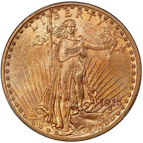 1915 $20 Saint Gaudens Double Eagle Gold Coin - PCGS MS 64 - Choice Uncirculated