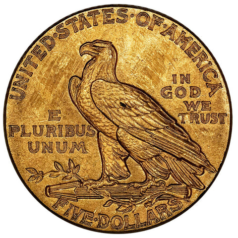 1915 $5 Indian Half Eagle Gold Coin - About Uncirculated Details