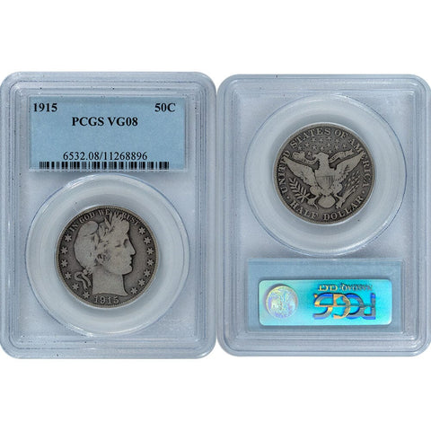 1915 Barber Half Dollar - PCGS VG08 - Very Good