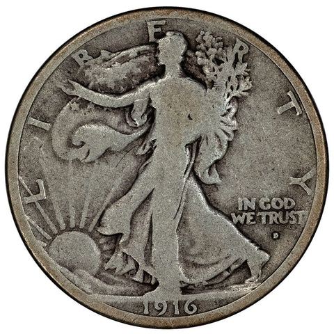 1916-D Walking Liberty Half Dollar - Very Good