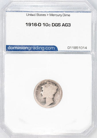 1916-D Mercury Dime - The Key To The Series - About Good