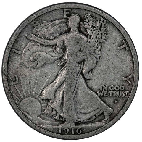 1916-D Walking Liberty Half Dollar - Very Good