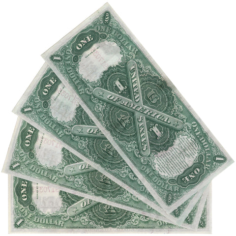 Four Consecutive 1917 $1 Legal Tender 'Sawhorse' Notes, Fr. 36 - Extremely Fine