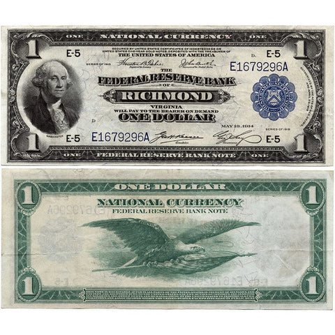 1918 $1 Richmond Federal Reserve Bank Notes Fr.721 - Choice Very Fine