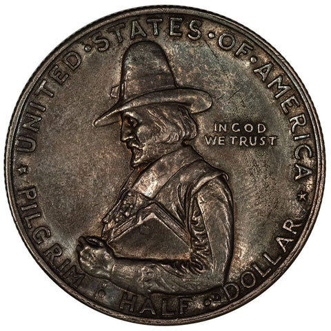 1920 Pilgrim Silver Commemorative Half Dollar - About Uncirculated Details