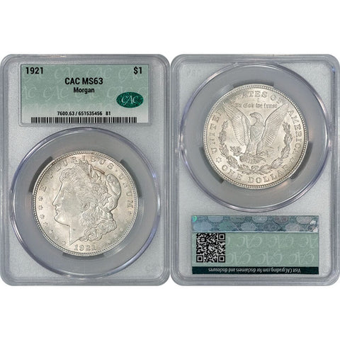 1921 Morgan Dollar - CAC MS 63 - Choice Brilliant Uncirculated