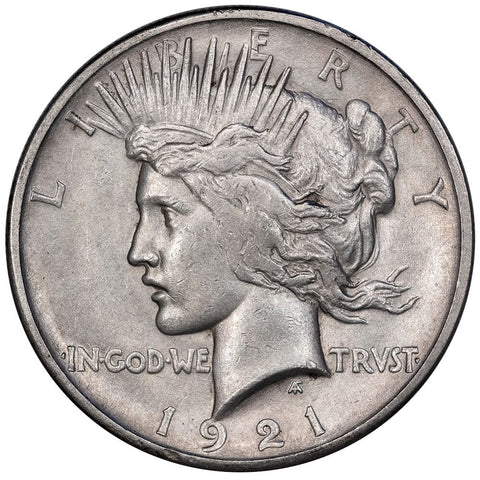 1921 High Relief Peace Dollar Top-50 VAM-3 'Line through L' - About Uncirculated