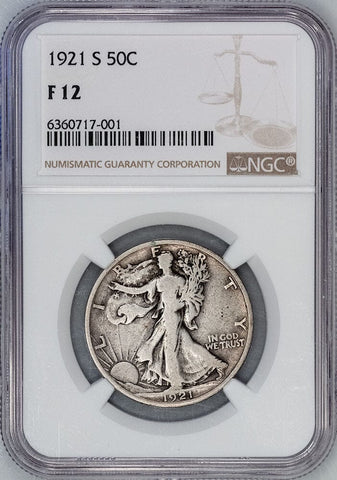 Semi-Key 1921-S Walking Liberty Half Dollar - NGC Fine 12