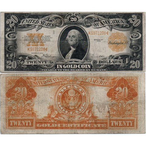 1922 $20 Gold Certificate Speelman/White Fr. 1187 - Fine