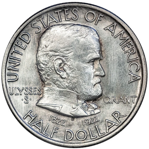 1922 Grant Silver Commemorative Half Dollar - About Uncirculated Details