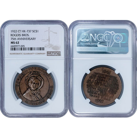 1922 Rogers Bros. 75th Anniversary So-Called-Dollar HK-737 - NGC MS 62