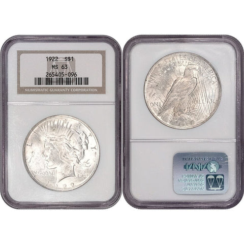 1922 Peace Dollar - NGC MS 63 - Choice Brilliant Uncirculated