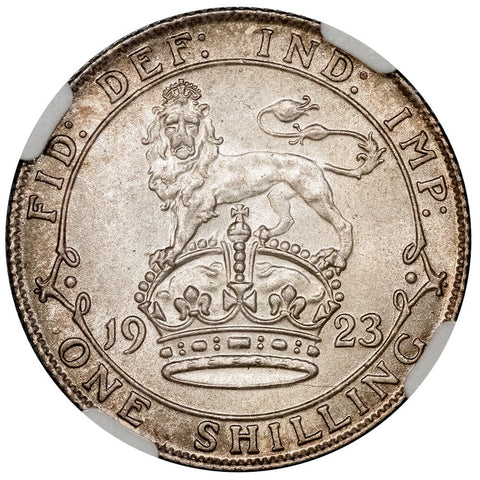 1923 Great Britain Silver Shilling KM.816a - NGC MS 62