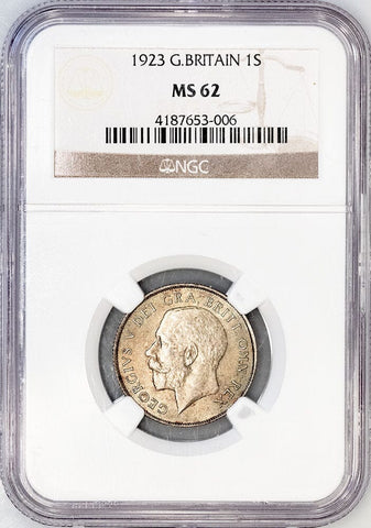 1923 Great Britain Silver Shilling KM.816a - NGC MS 62