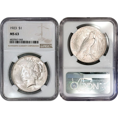 1923 Peace Dollar - NGC MS 63 - Choice Brilliant Uncirculated