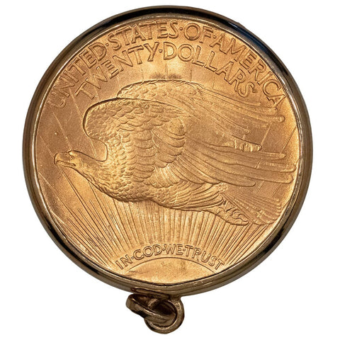 1923-D $20 Saint Gauden's Double Eagle - PQ Brilliant Uncirculated in 14K Bezel