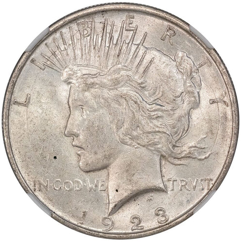 1923-D Peace Dollar - NGC AU 58 - Choice About Uncirculated