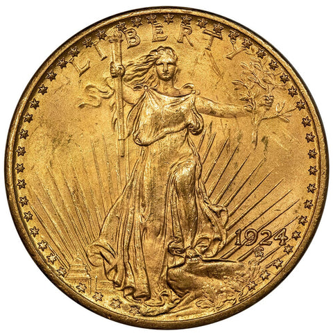 1924 $20 Saint Gauden's Gold Double Eagle - Choice About Uncirculated