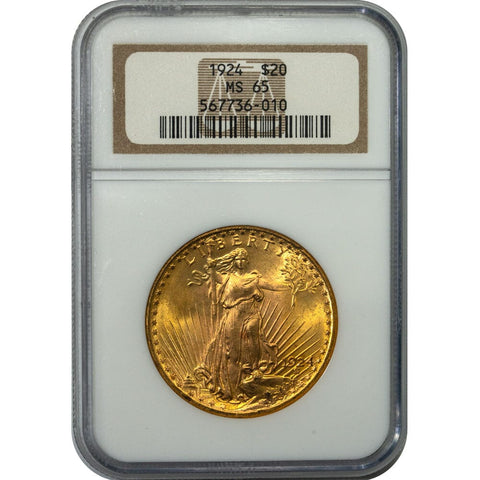 1924 $20 Saint Gauden's Gold Double Eagle - NGC MS 65 - Gem Brilliant Uncirculated