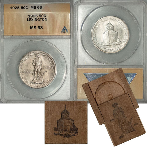 1925 Lexington Silver Commemorative Half Dollar - ANACS MS 63 - Includes Original Box