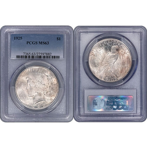 1925 Peace Dollar in PCGS MS 63 - Choice Brilliant Uncirculated
