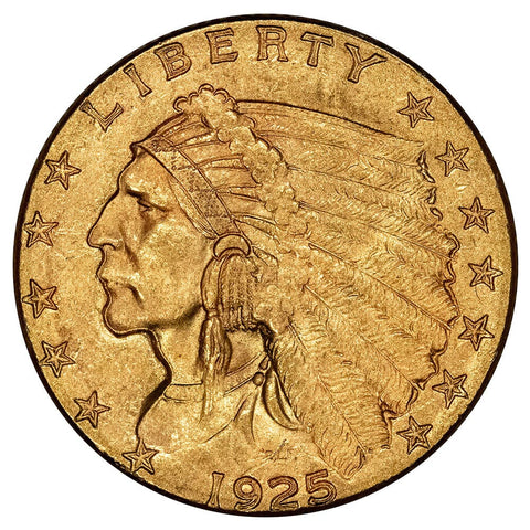 1925-D $2.5 Indian Quarter Eagle Gold Coin - About Uncirculated+