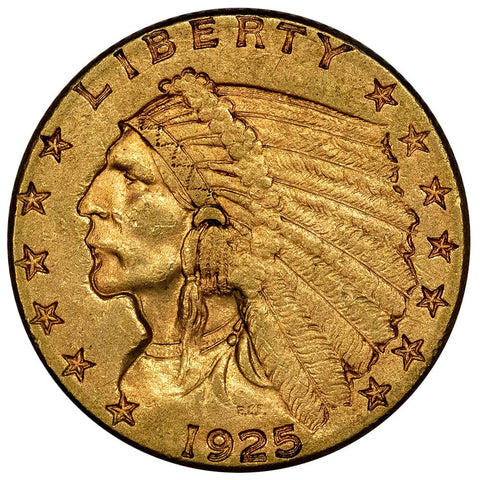 1925-D $2.5 Indian Quarter Eagle Gold Coin - Extremely Fine+