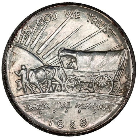 1926 Oregon Trail Silver Commemorative Half Dollar - About Uncirculated