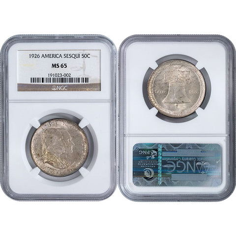 1926 Sesquicentennial Silver Commemorative Half Dollar - NGC MS 65 - Gem Brilliant Uncirculated
