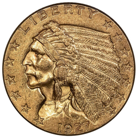 1927 $2.5 Indian Quarter Eagle Gold Coin - About Uncirculated