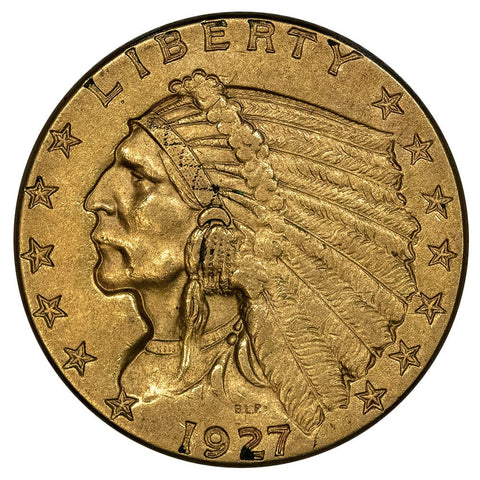 1927 $2.5 Indian Gold Coin - About Uncirculated