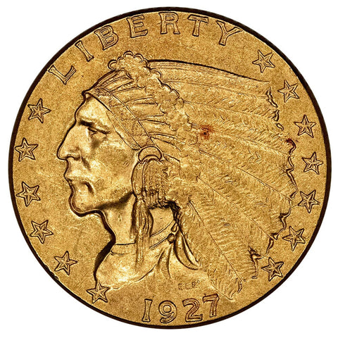 1927 $2.5 Indian Quarter Eagle Gold Coin - About Uncirculated