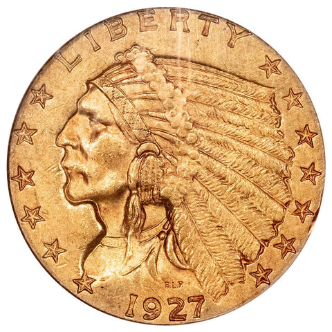 1927 $2.5 Indian Quarter Eagle Gold Coin - NGC MS 62
