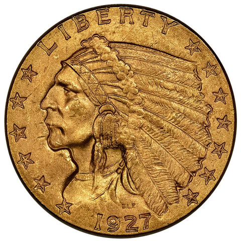 1927 $2.5 Indian Quarter Eagle Gold Coin - Extremely Fine