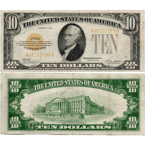 1928 $10 Small-Size Gold Certificate Fr. 2400 - Very Fine
