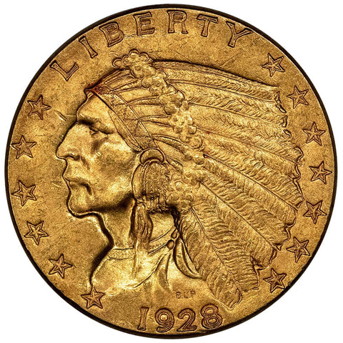 1928 $2.5 Indian Quarter Eagle Gold Coin - Brilliant Uncirculated