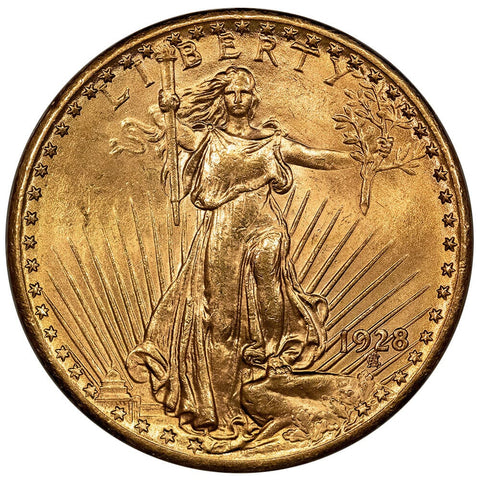 1928 $20 Saint Gauden's Gold Double Eagle - Choice About Uncirculated