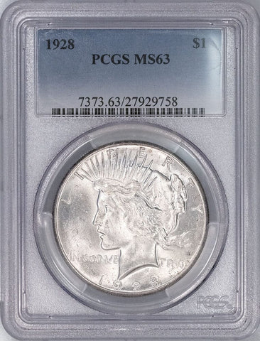 Key-Date 1928 Peace Dollar - PCGS MS 63 - Choice Brilliant Uncirculated
