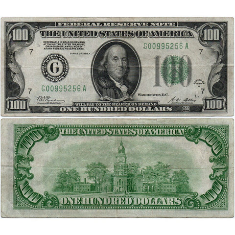 1928-A $100 Federal Reserve Note Chicago District Fr. 2150-G - Very Fine+