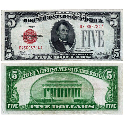 1928 $5 Legal Tender Notes Fr. 1525-1531 - Very Fine