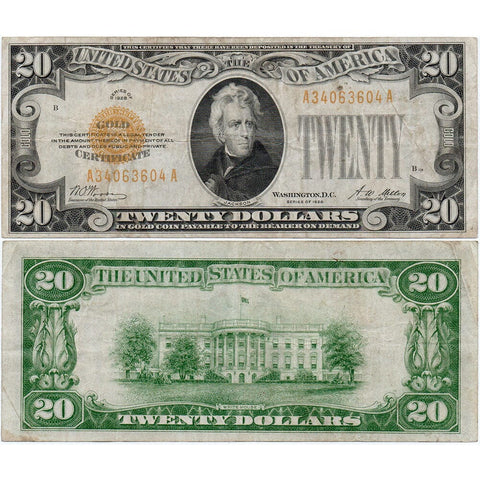 1928 $20 Small-Size Gold Certificate Fr. 2402 - Very Fine