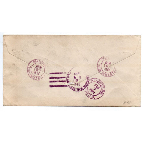 1929 Appleton WI Registered Air Mail Cover 20c Rate Hawaii Scott 647 Harding