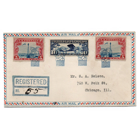 1929 Santa Claus IN Christmas Day Registered Airmail Cover Roessler Lindbergh C11