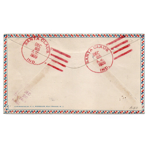 1929 Santa Claus IN Christmas Day Registered Airmail Cover Roessler Lindbergh C11