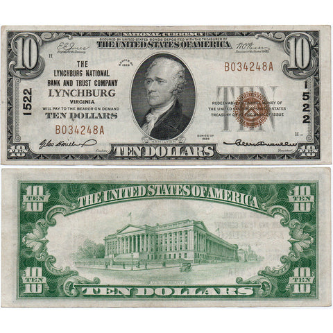 1929 T.1 Lynchburg National Bank & Trust Company Lynchburg, VA Charter 1522 - Extremely Fine