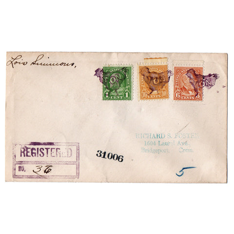 1930 Henton IL Fancy Cancel Cover - Purple HEN-TON (x3) Rebus Registered Rate Foster