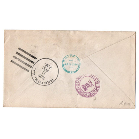 1930 Henton IL Fancy Cancel Cover - Purple HEN-TON (x3) Rebus Registered Rate Foster