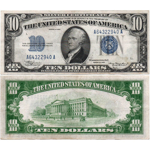 1934 $10 Silver Certificate Fr. 1701 - Very Fine