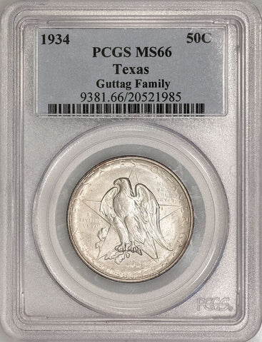 1934 Texas Independence Silver Commemorative Half Dollar - PCGS MS 66